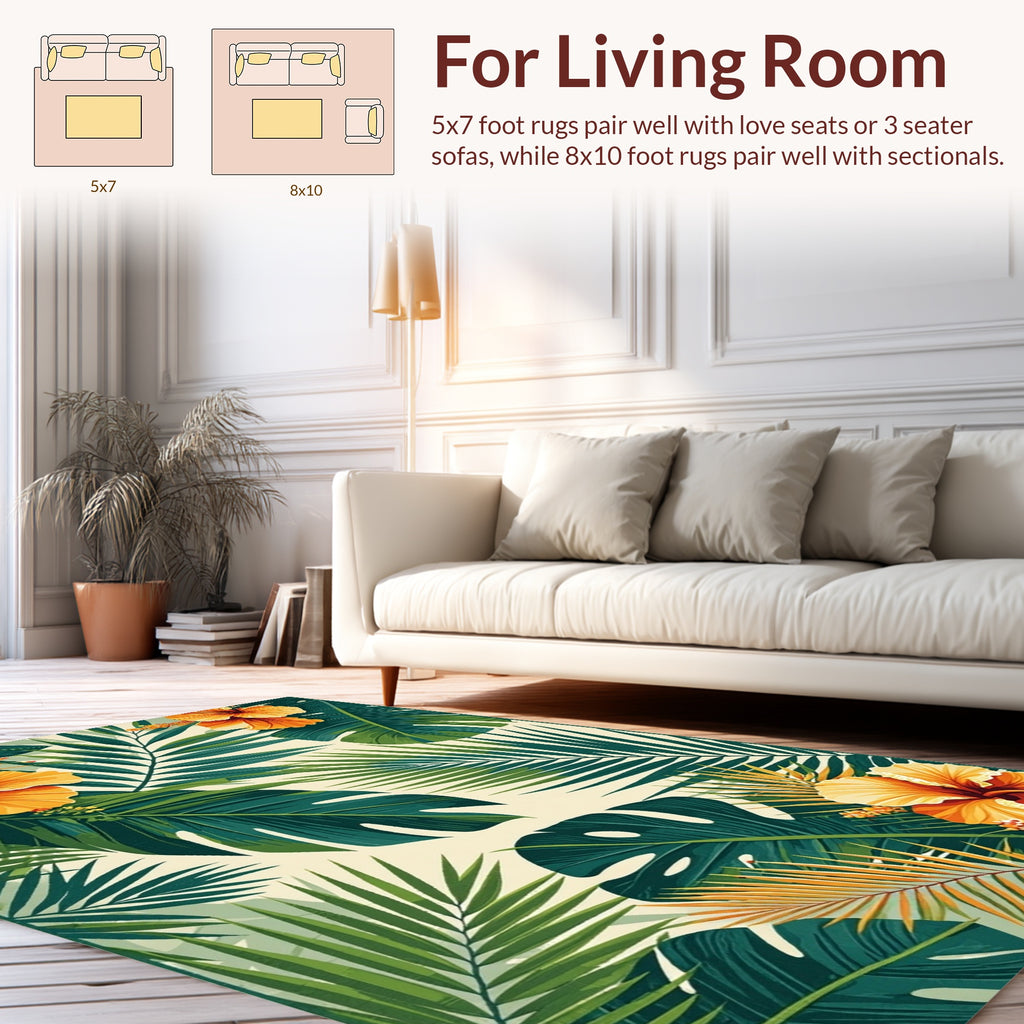 Tropical Hibiscus Leaf Pattern Rug