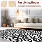 Bold Abstract Black Line Art Rug