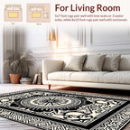 Ornate Black and White Mandala Design Rug