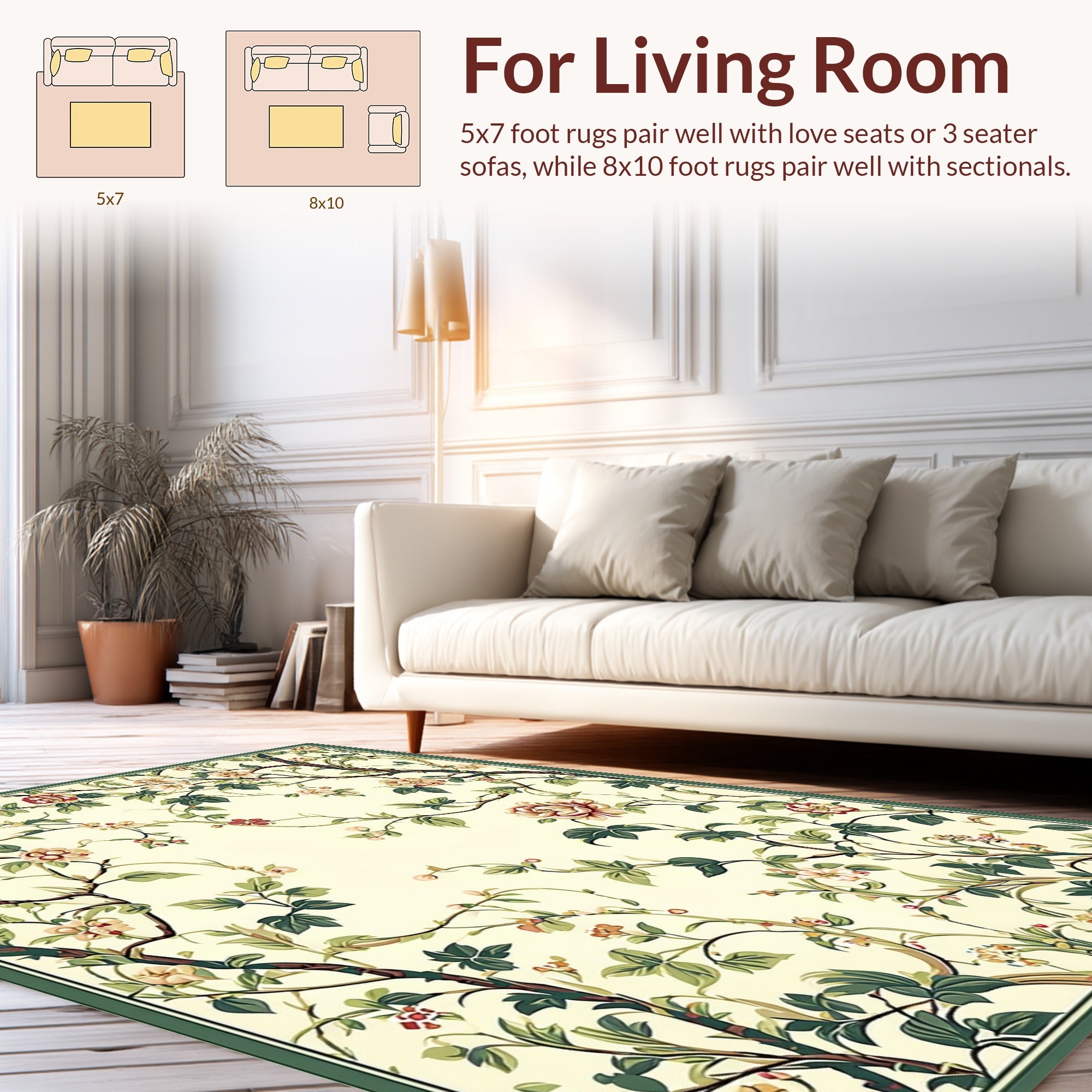 Vineyard Floral Garden Botanical Pattern Rug