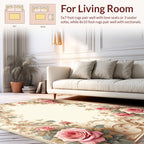 Vintage Pink Rose Blossom Scrollwork Rug