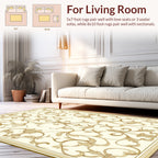 Ornate Golden Floral Scroll Pattern Rug