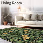 Classic Gold Leaf Floral Pattern Rug