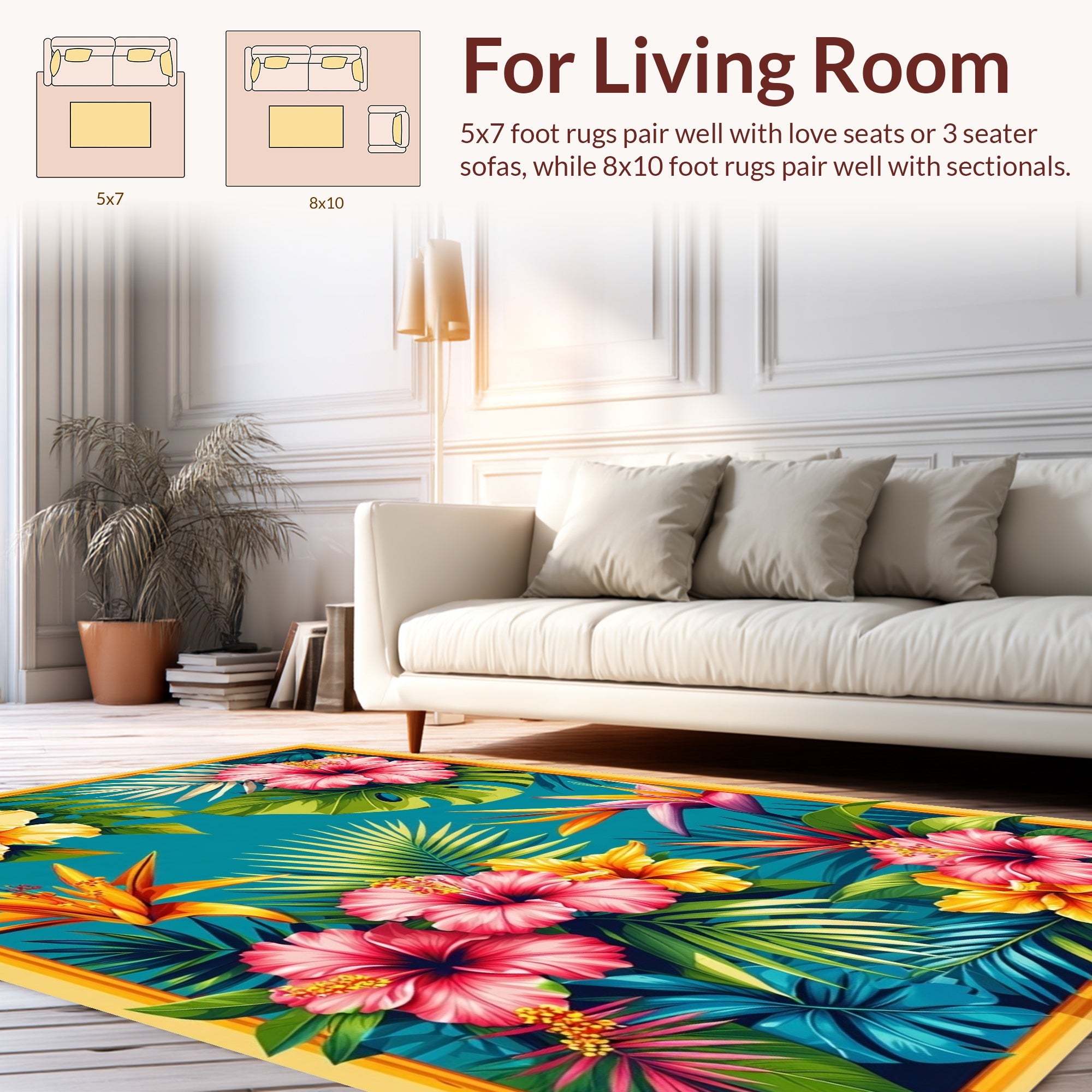 Vibrant Tropical Floral Paradise Rug
