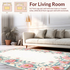 Pastel Pink Floral Vine Pattern Rug
