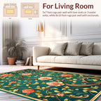 Emerald Peony Vine Patterned Rug