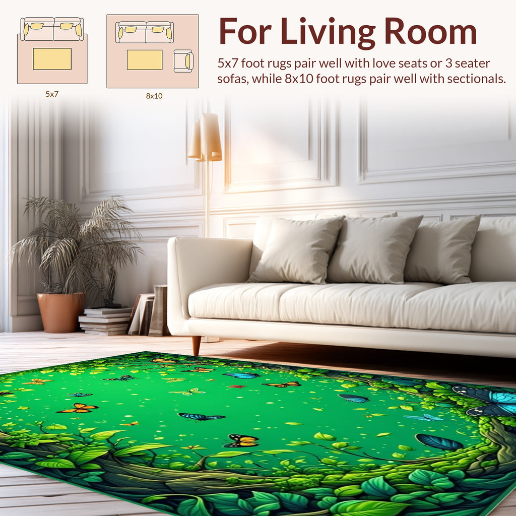 Enchanted Forest Butterfly Pattern Rug