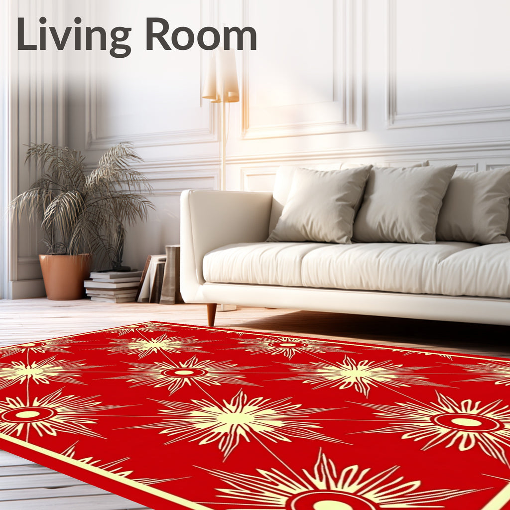 Sunburst Medallion Red Yellow Rug