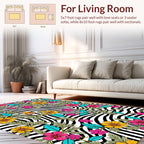 Floral Zebra Print Whimsical Design Rug