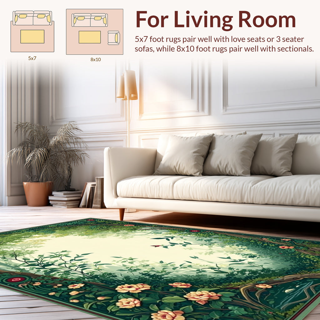 Enchanted Forest Floral Botanical Rug