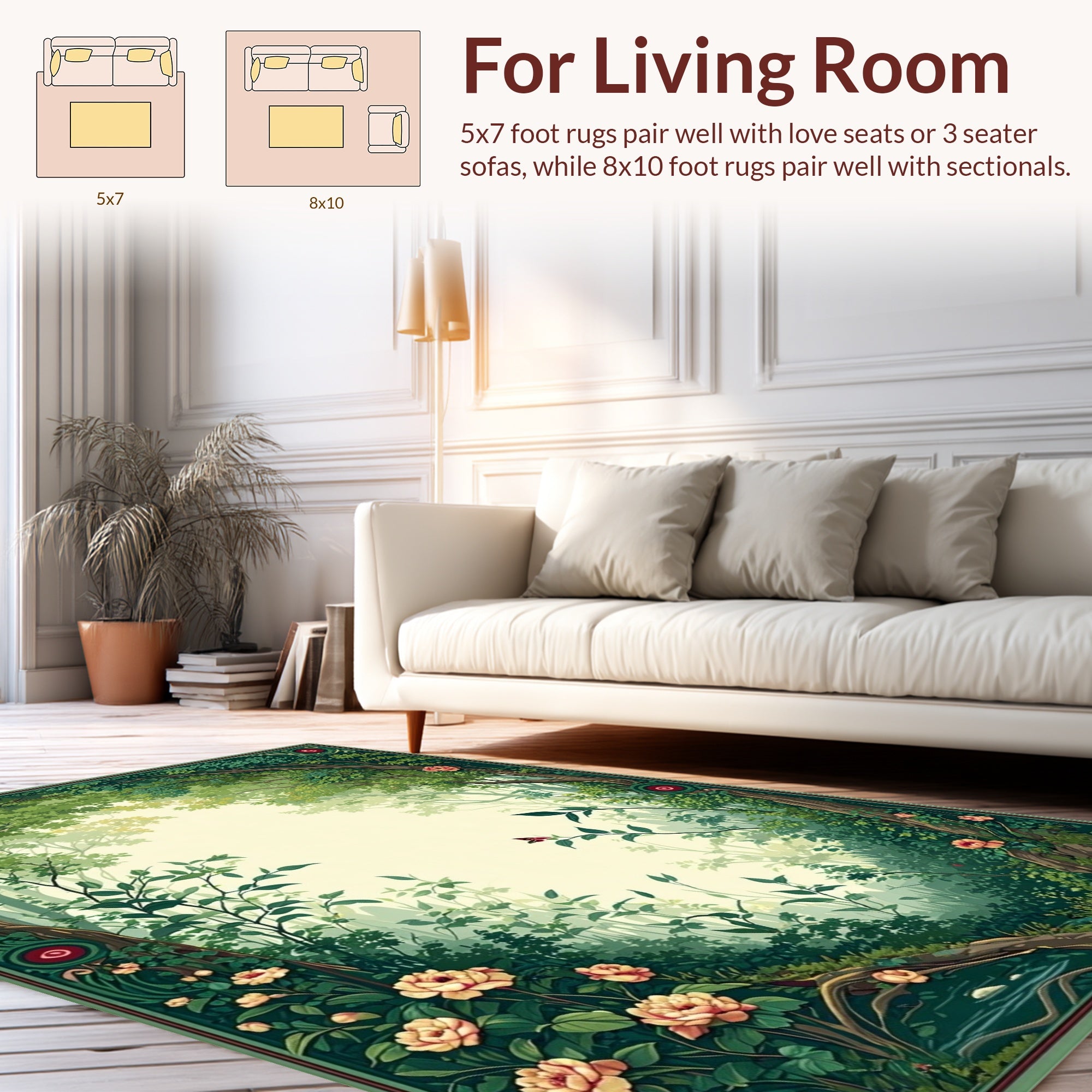 Enchanted Forest Floral Botanical Rug