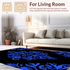 Bold Royal Blue Damask Pattern Rug