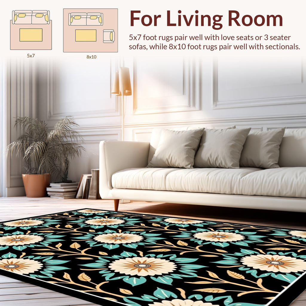 Floral Garden Patterned Art Rug