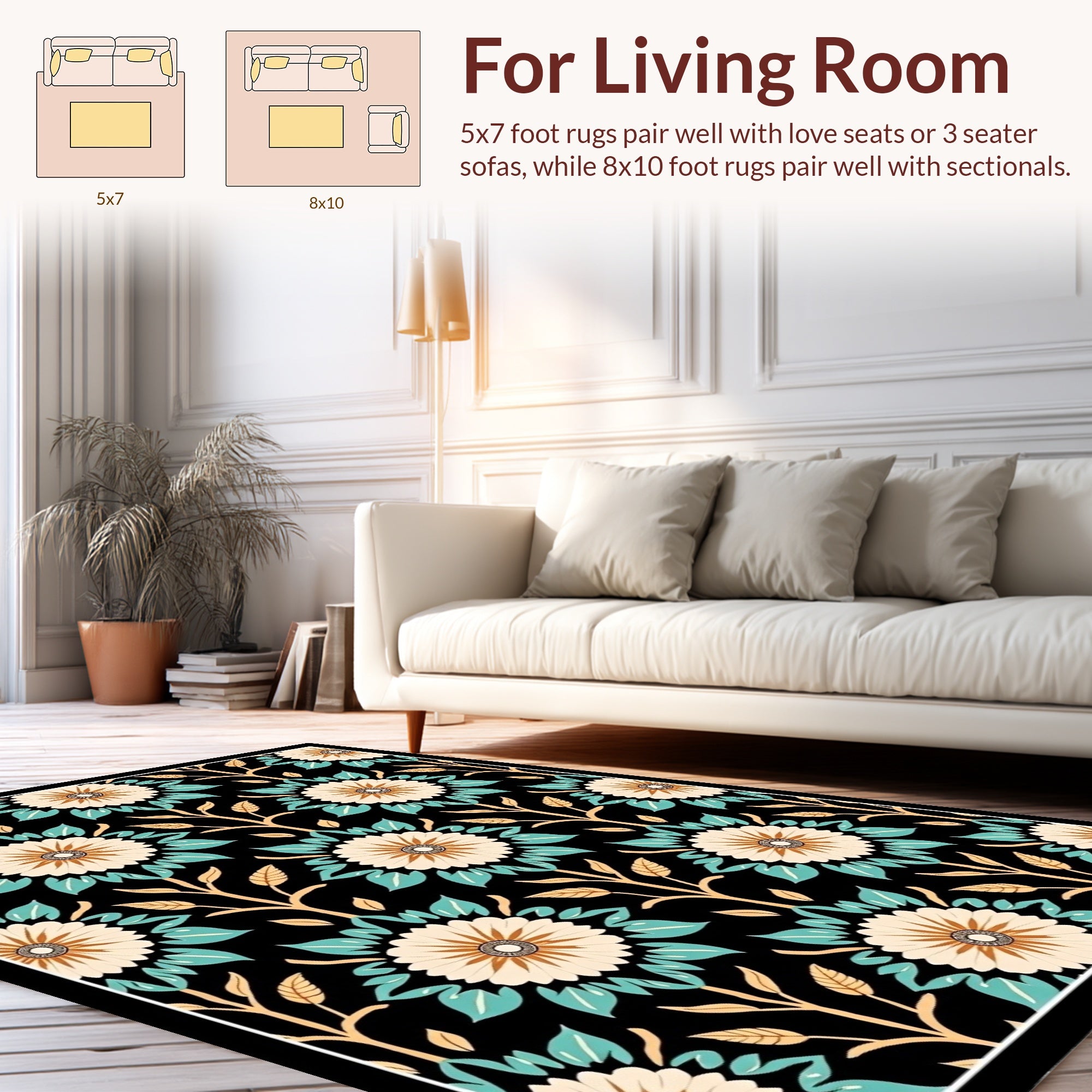 Floral Garden Patterned Art Rug