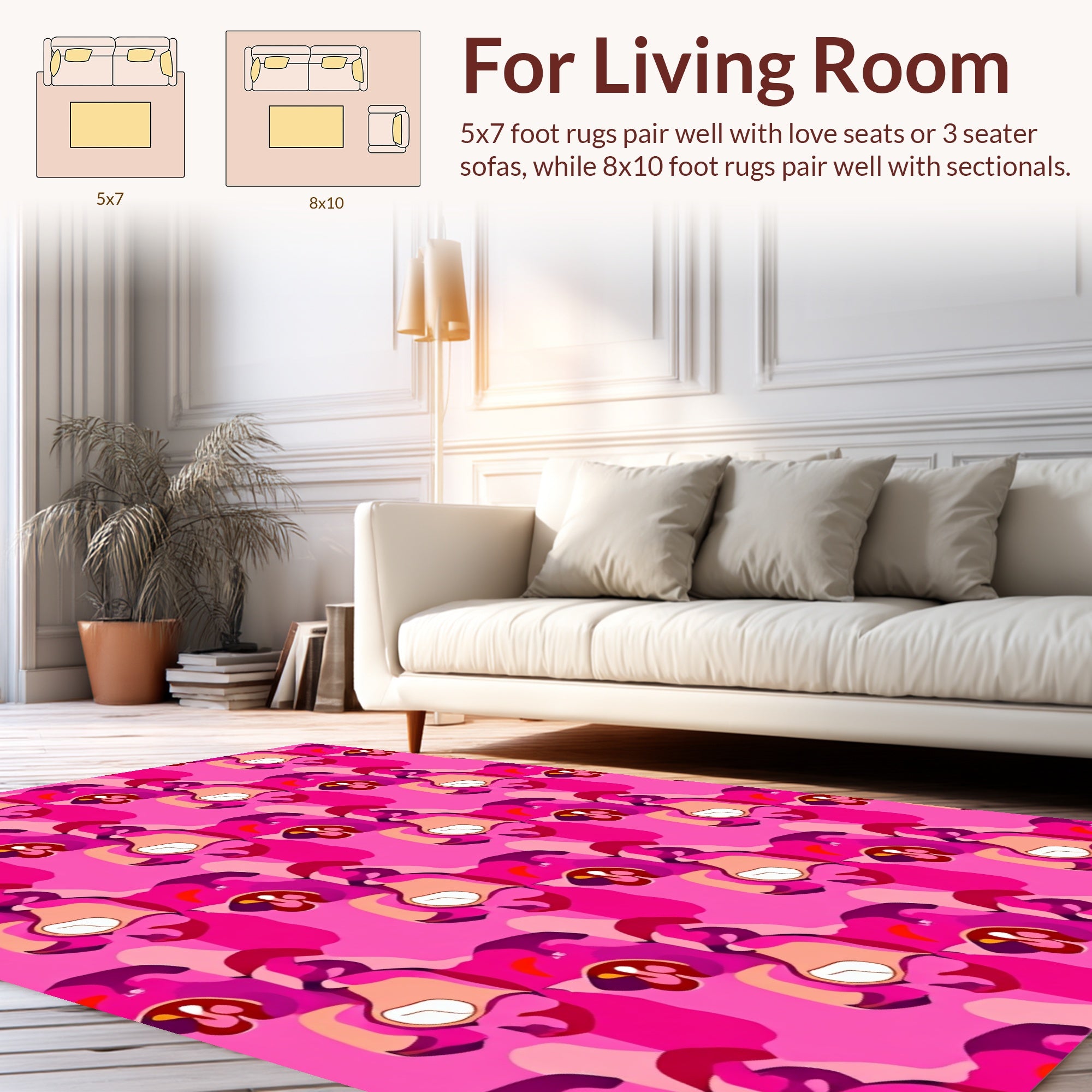 Bold Abstract Pink Floral Pattern Rug