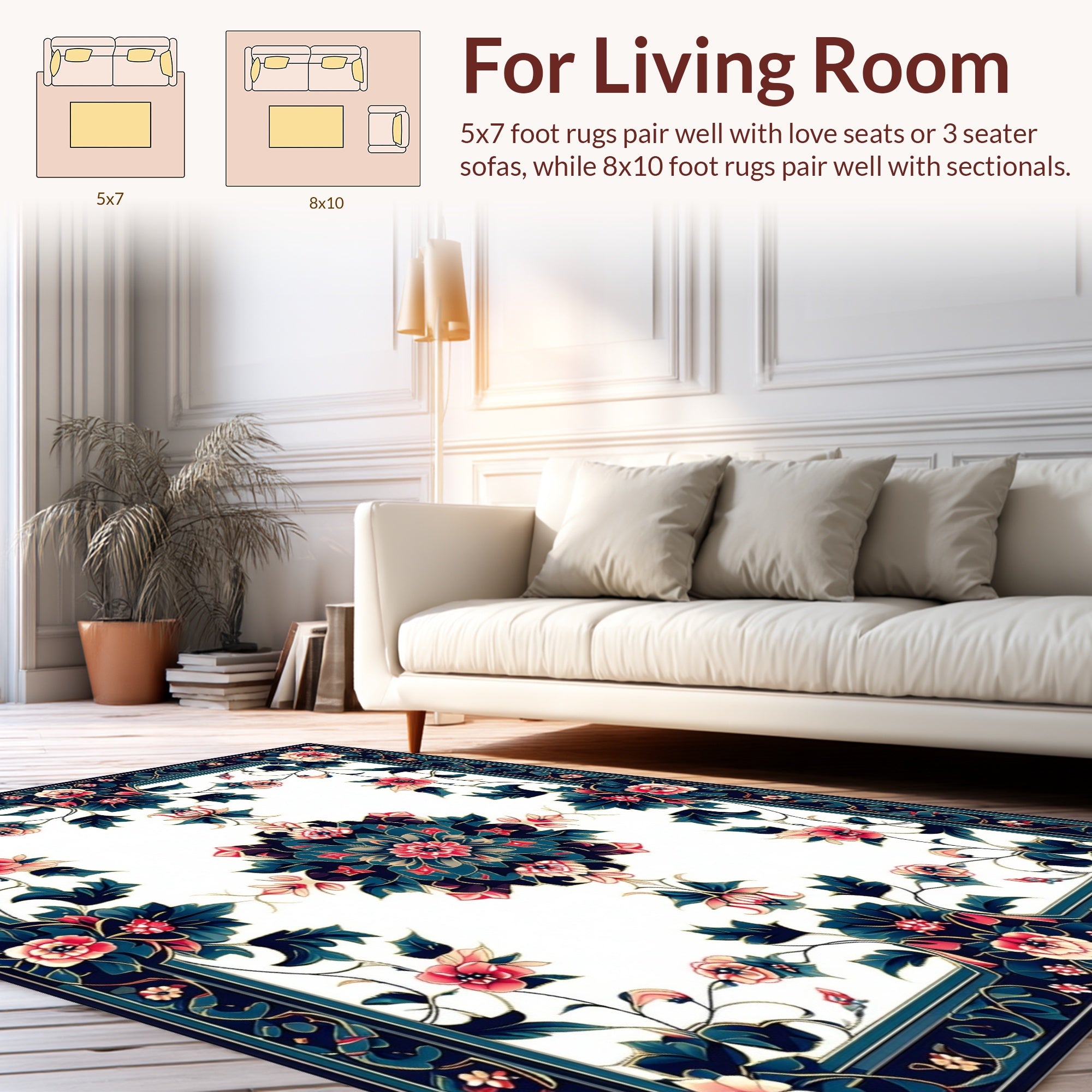 Floral Medallion Inspired Botanical Design Rug