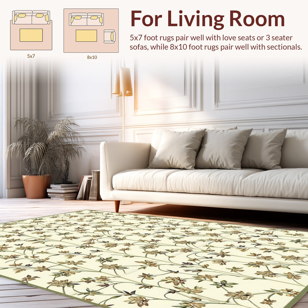 Delicate Floral Vine Pattern Rug