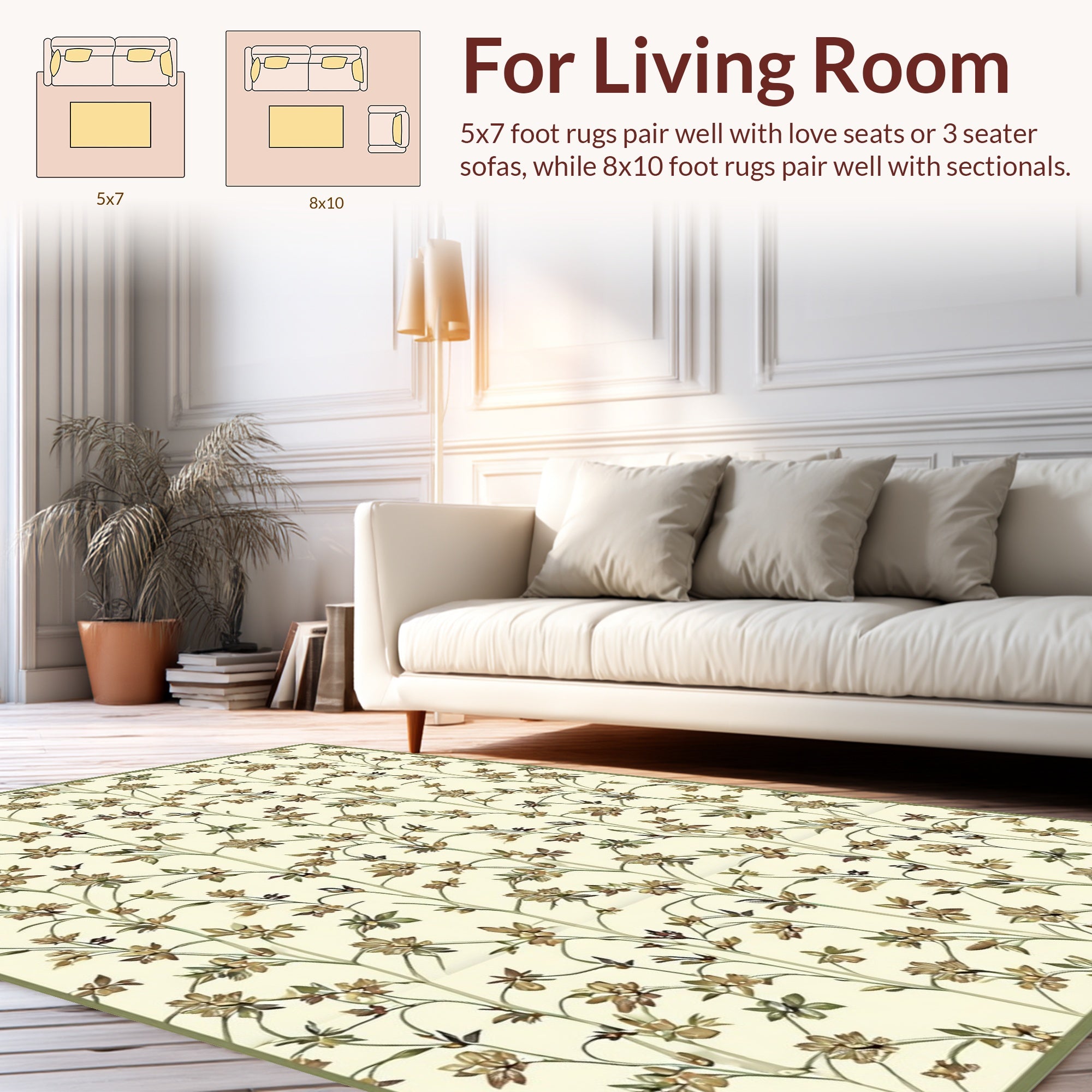 Delicate Floral Vine Pattern Rug