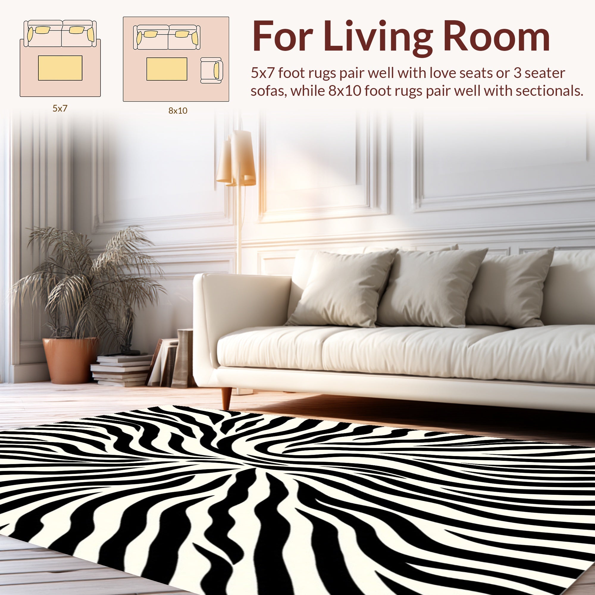 Bold Black And White Swirl Design Rug