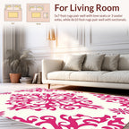 Magnificent Pink Damask Floral Pattern Rug