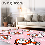 Whimsical Snowman Orange Hat Scarf Rug