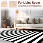 Classic Black White Stripe Pattern Rug