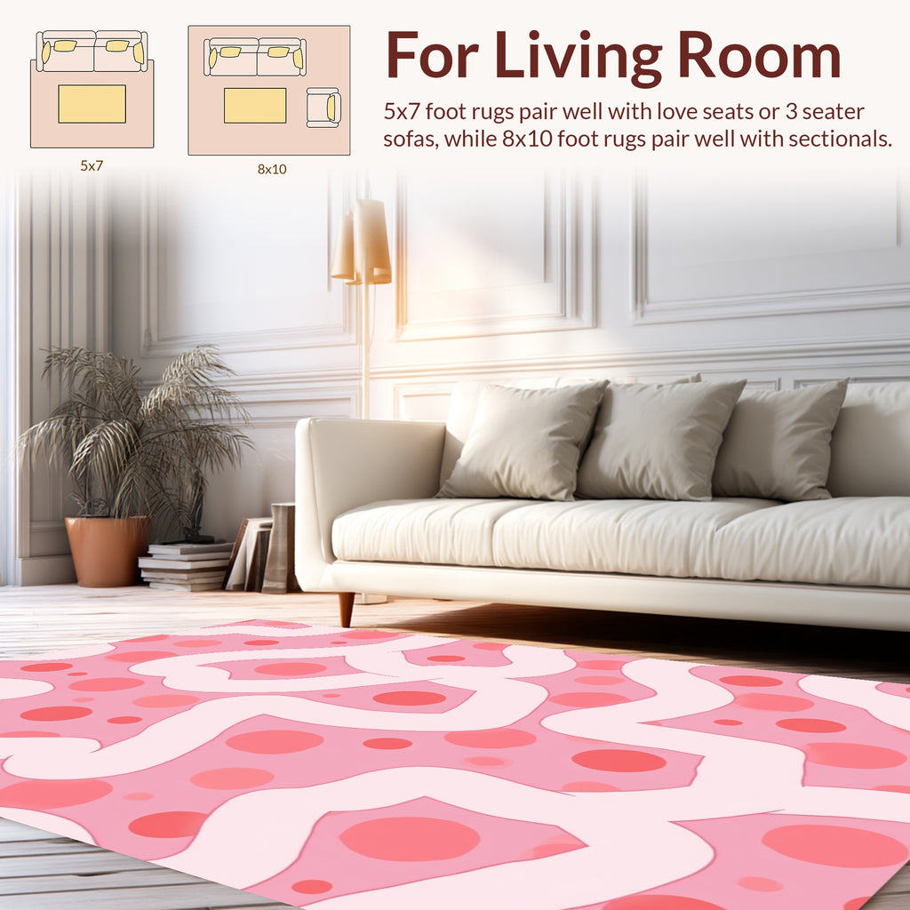Pink Polka Dot Flowing Pattern Rug