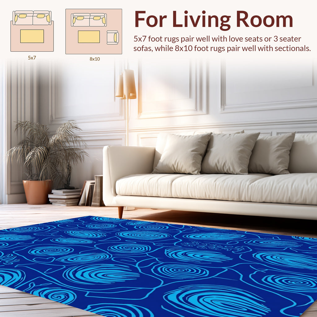 Blue Swirl Abstract Art Rug