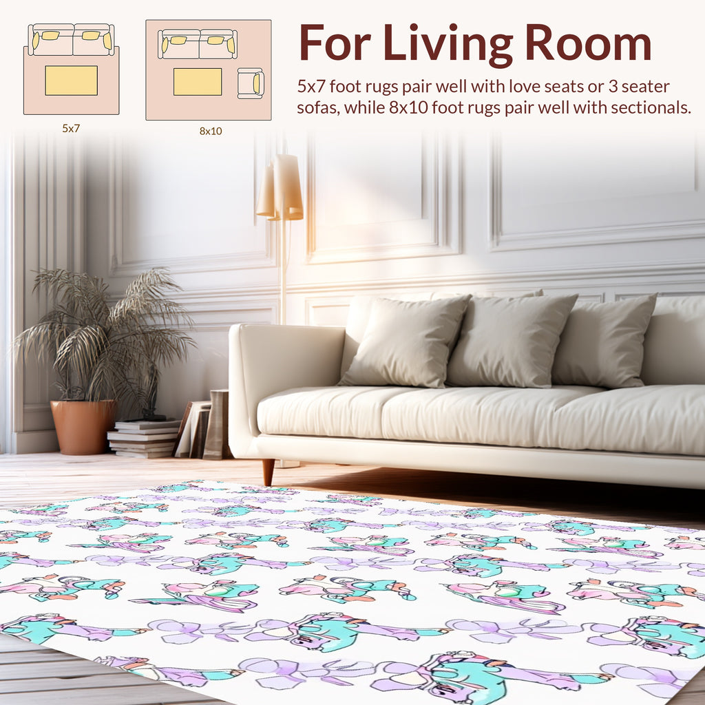 Whimsical Cartoon Character Pattern Rug