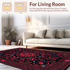 Red Floral Mandala Pattern Rug