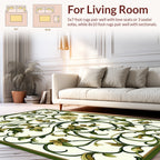 Elegant Green Floral Vine Scroll Design Rug