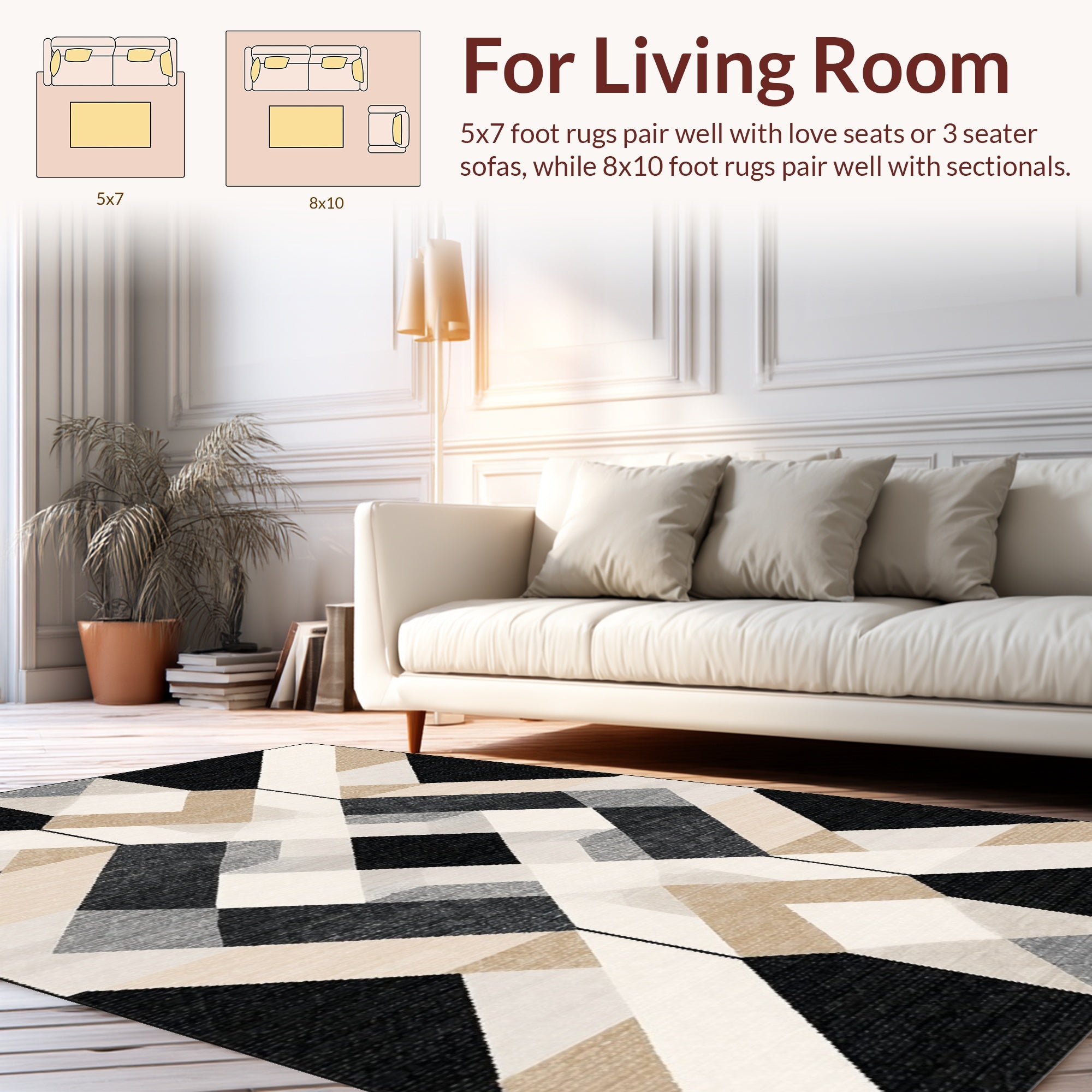 Modern Geometric Diamond Pattern Rug