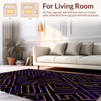 Modern Geometric Purple Orange Lines Rug