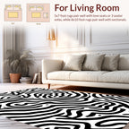 Bold Black White Abstract Lines Rug