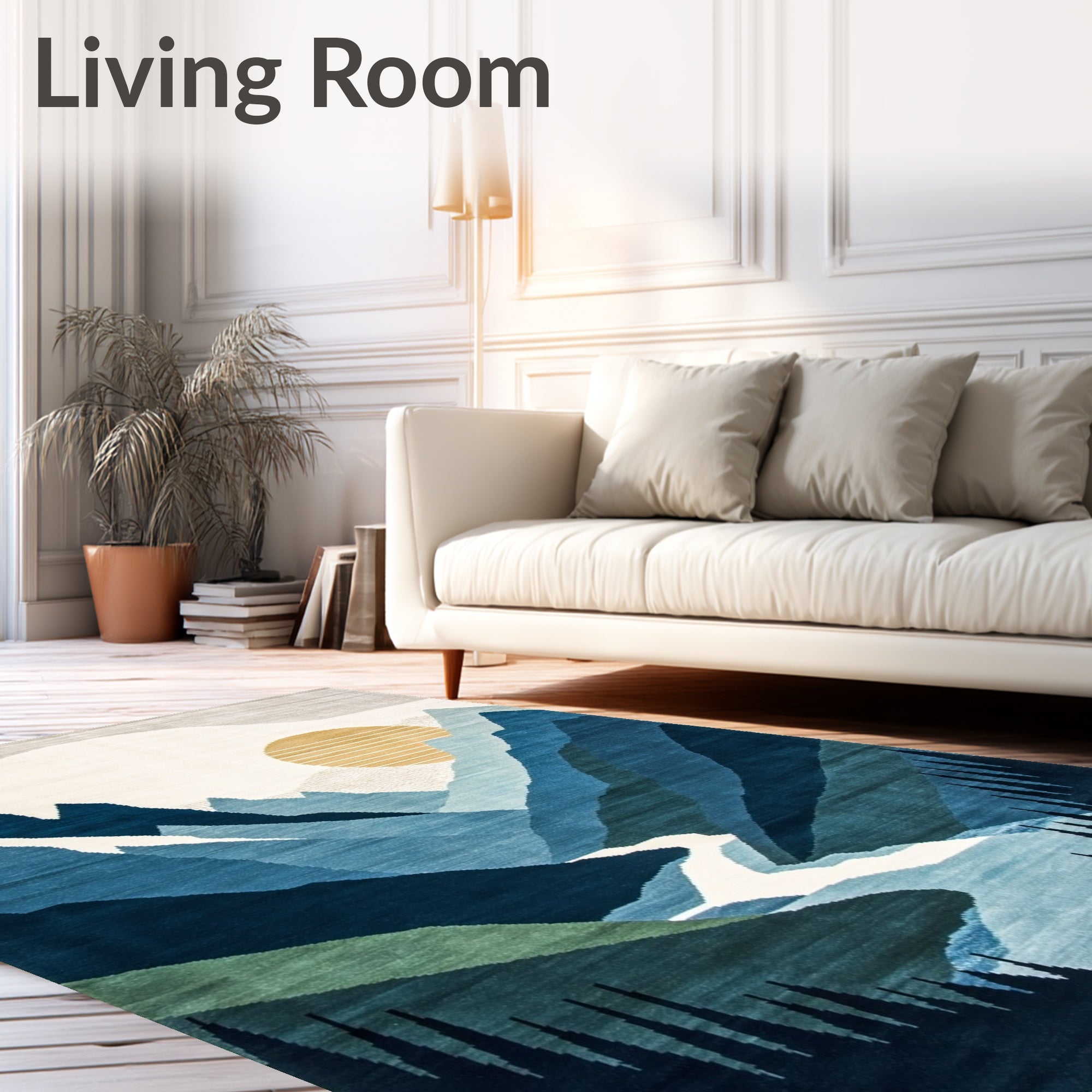 Abstract Blue Mountain Sunset Tapestry Rug