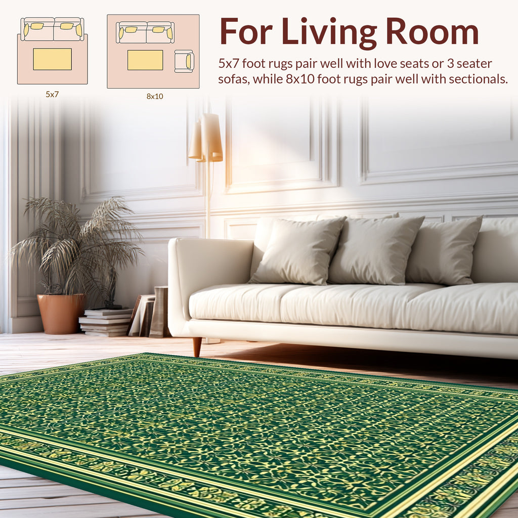 Intricate Medieval Floral Border Rug