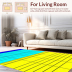 Bold Blue Yellow Stripe Grid Rug