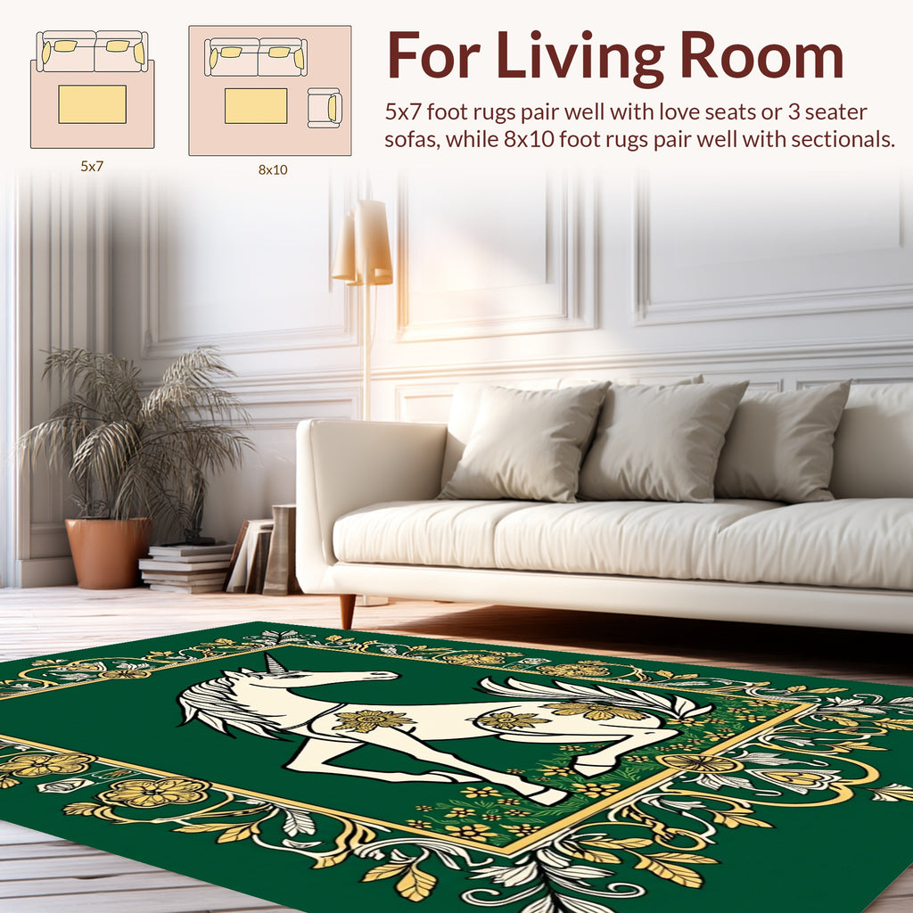 Enchanted Unicorn Floral Meadow Rug