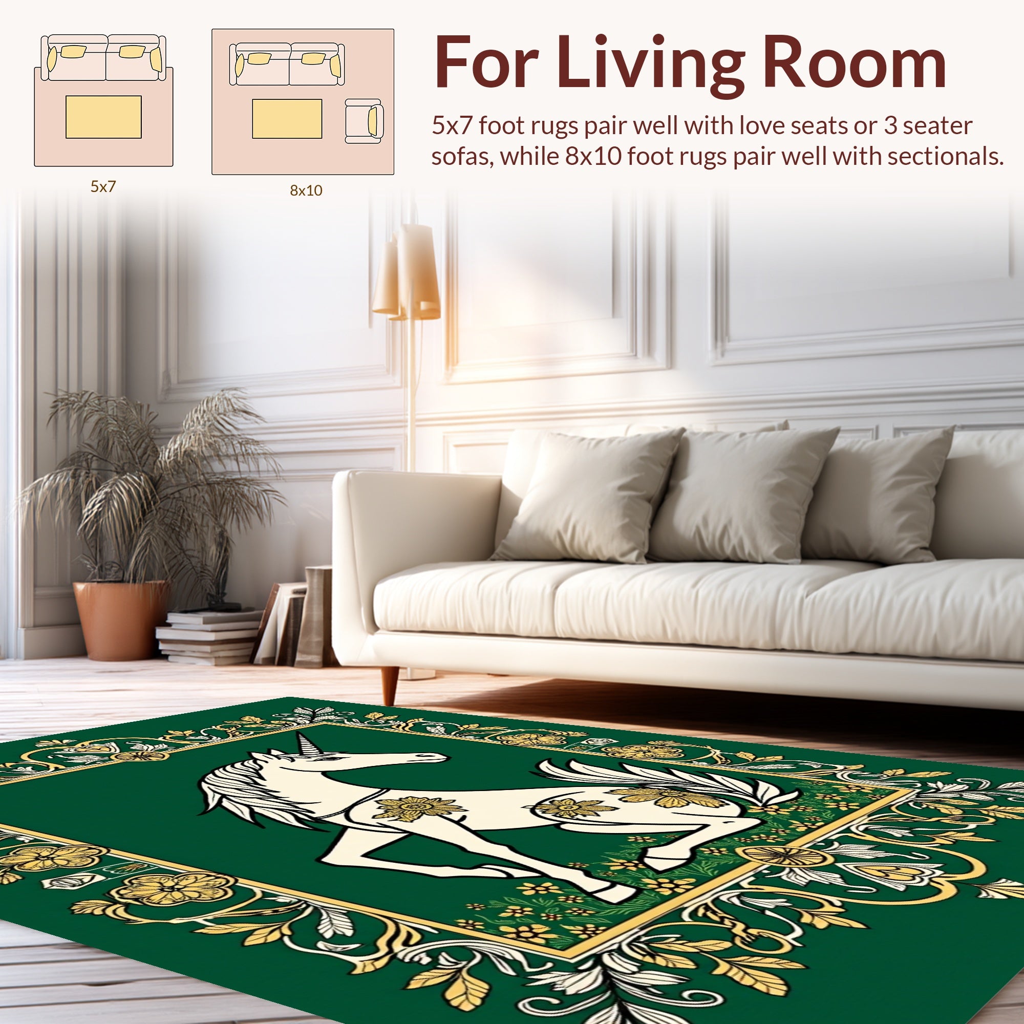 Enchanted Unicorn Floral Meadow Rug