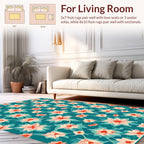 Chic Teal Floral Vine Pattern Rug