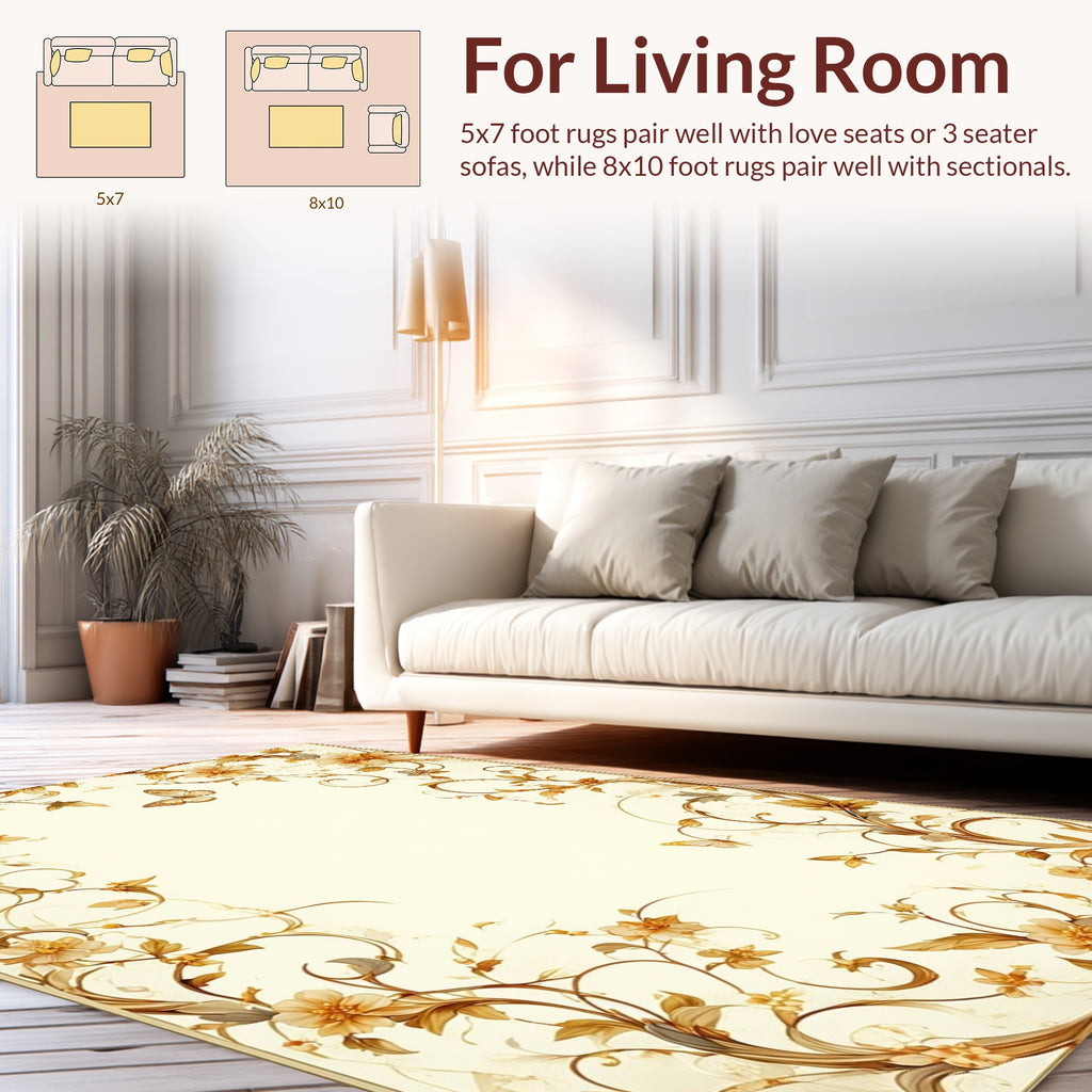 Ornate Floral Vine Butterfly Pattern Rug