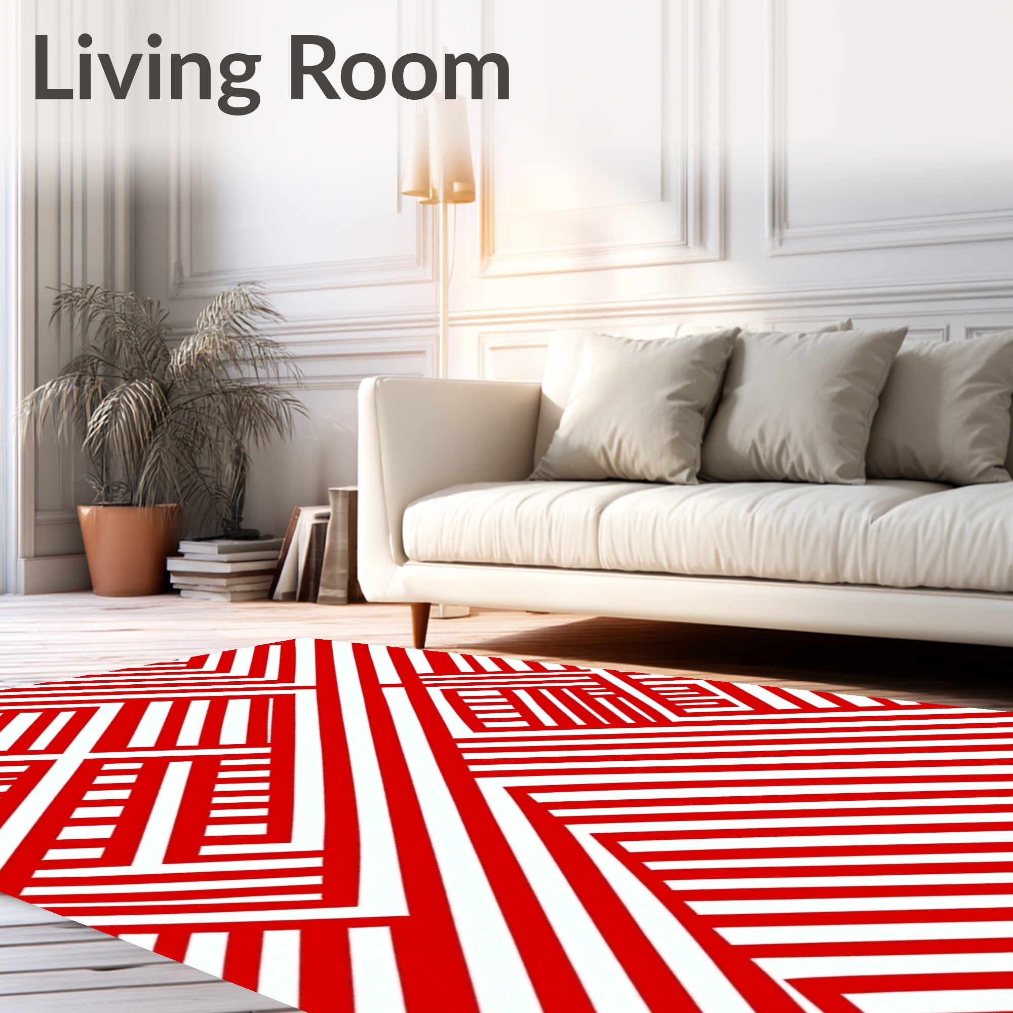 Striking Red Linear Interlocking Forms Rug