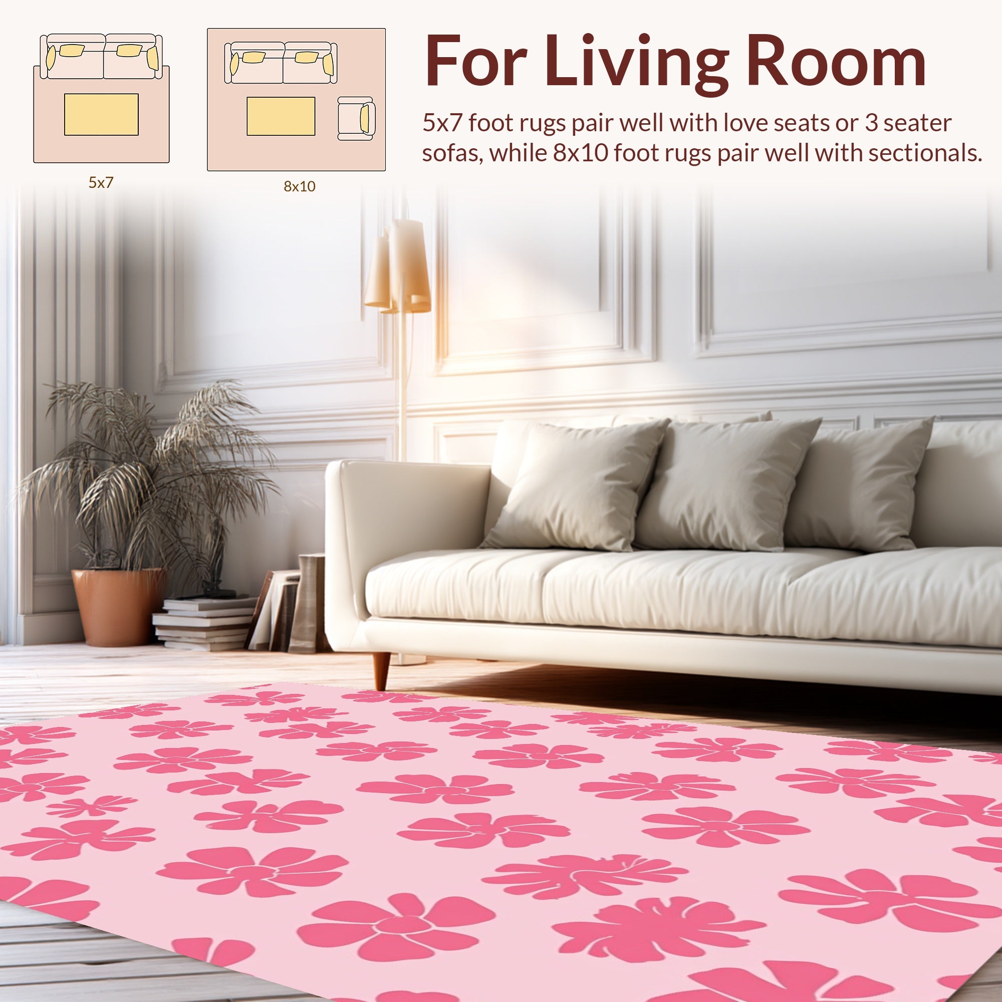 Pink Floral Pattern Design Rug