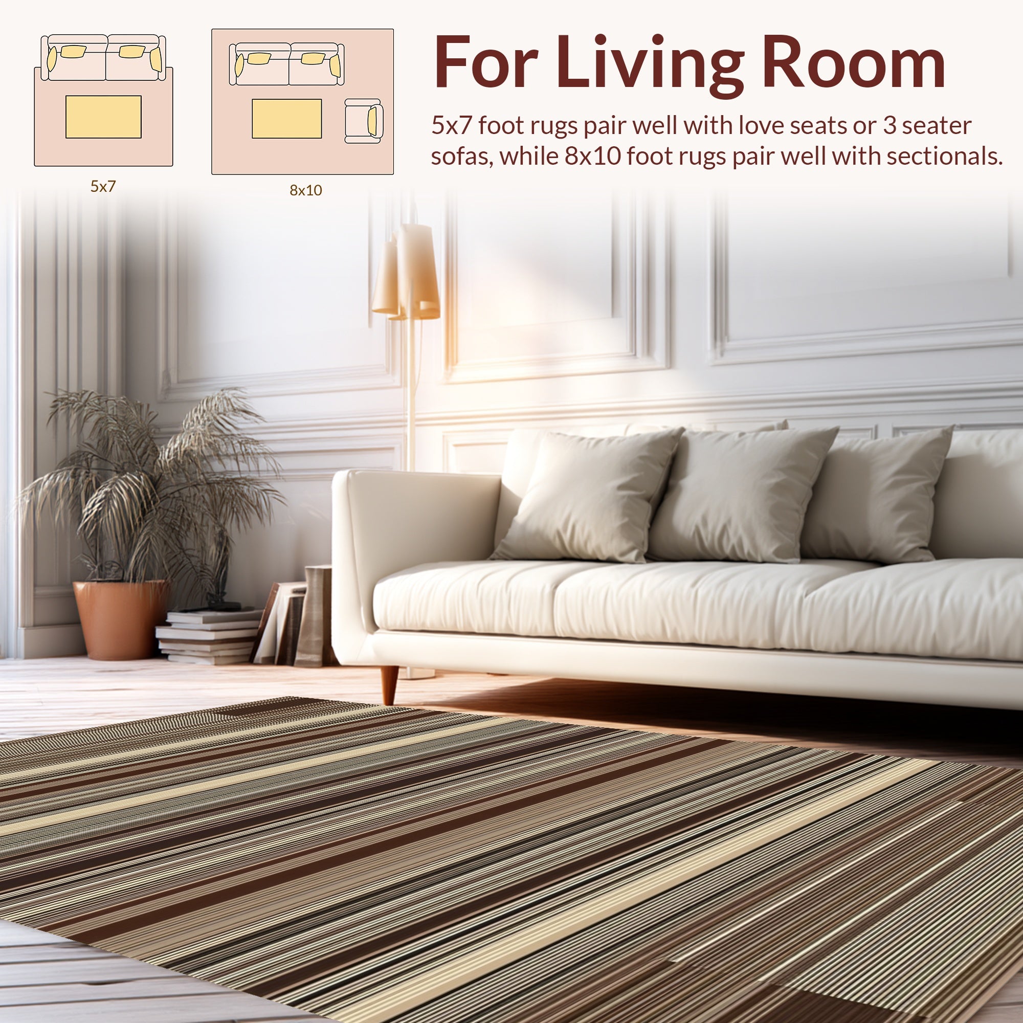Earthy Tones Horizontal Stripe Design Rug