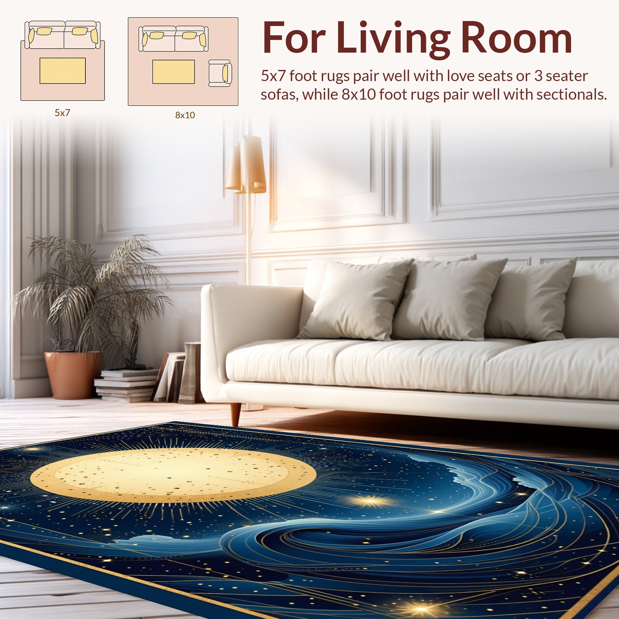 Celestial Sun Waves Art Rug