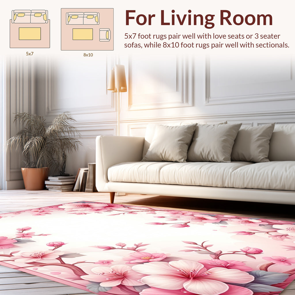 Pink Floral Blossom Arrangement Rug