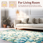 Elegant Teal Floral Vine Pattern Rug
