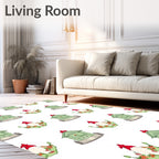 Green Chicken Coop Floral Whimsical Rug
