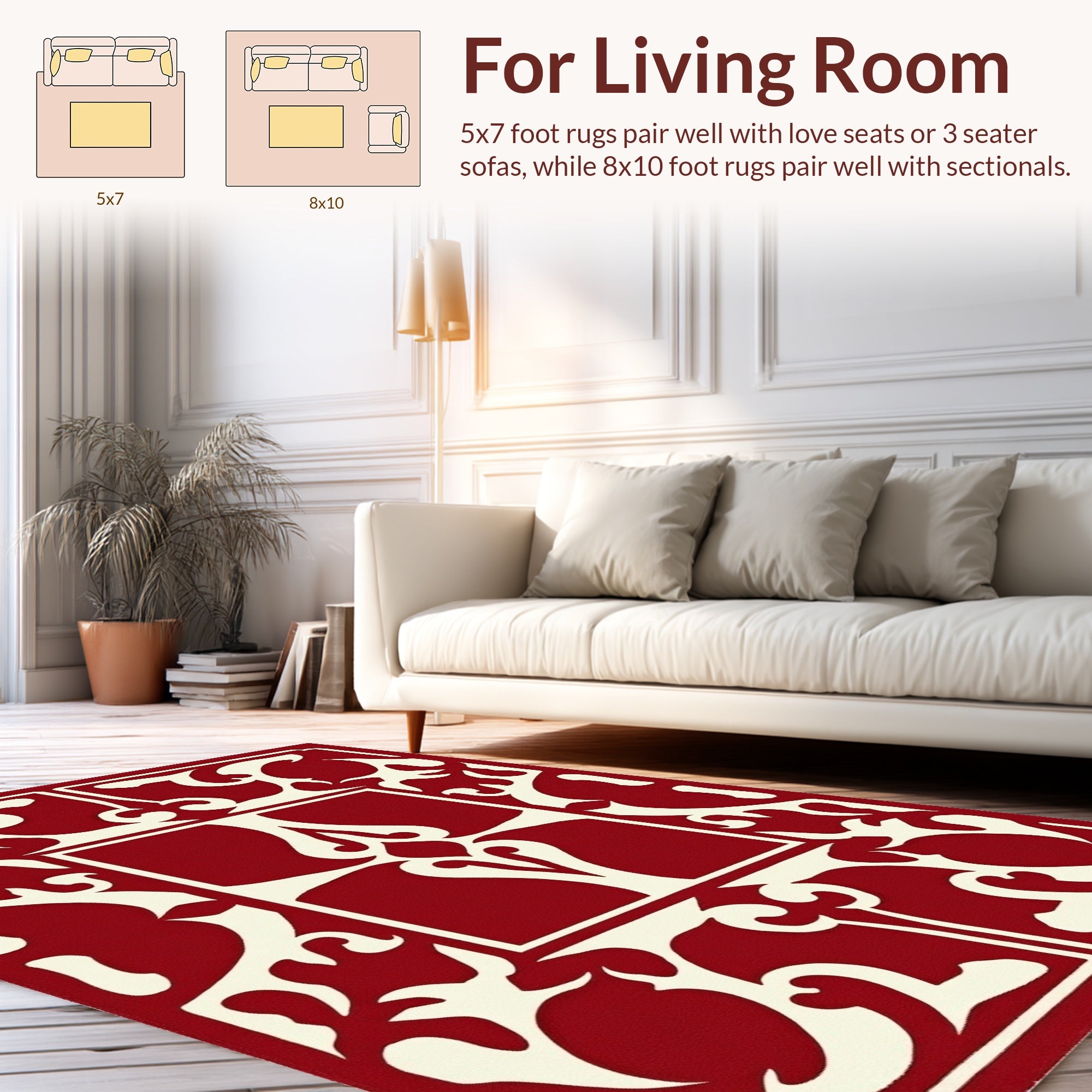 Classic Red Ivory Ornate Symmetry Rug