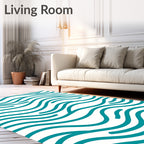 Teal Organic Flowing Waves Rug